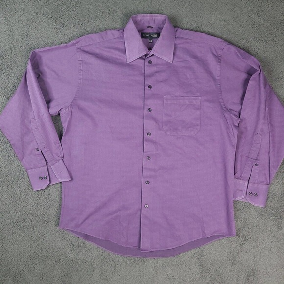 Kenneth Cole Dress‎ Shirt Size 16.5 34-35 Purple Button Down Long Sleeve - Picture 1 of 12